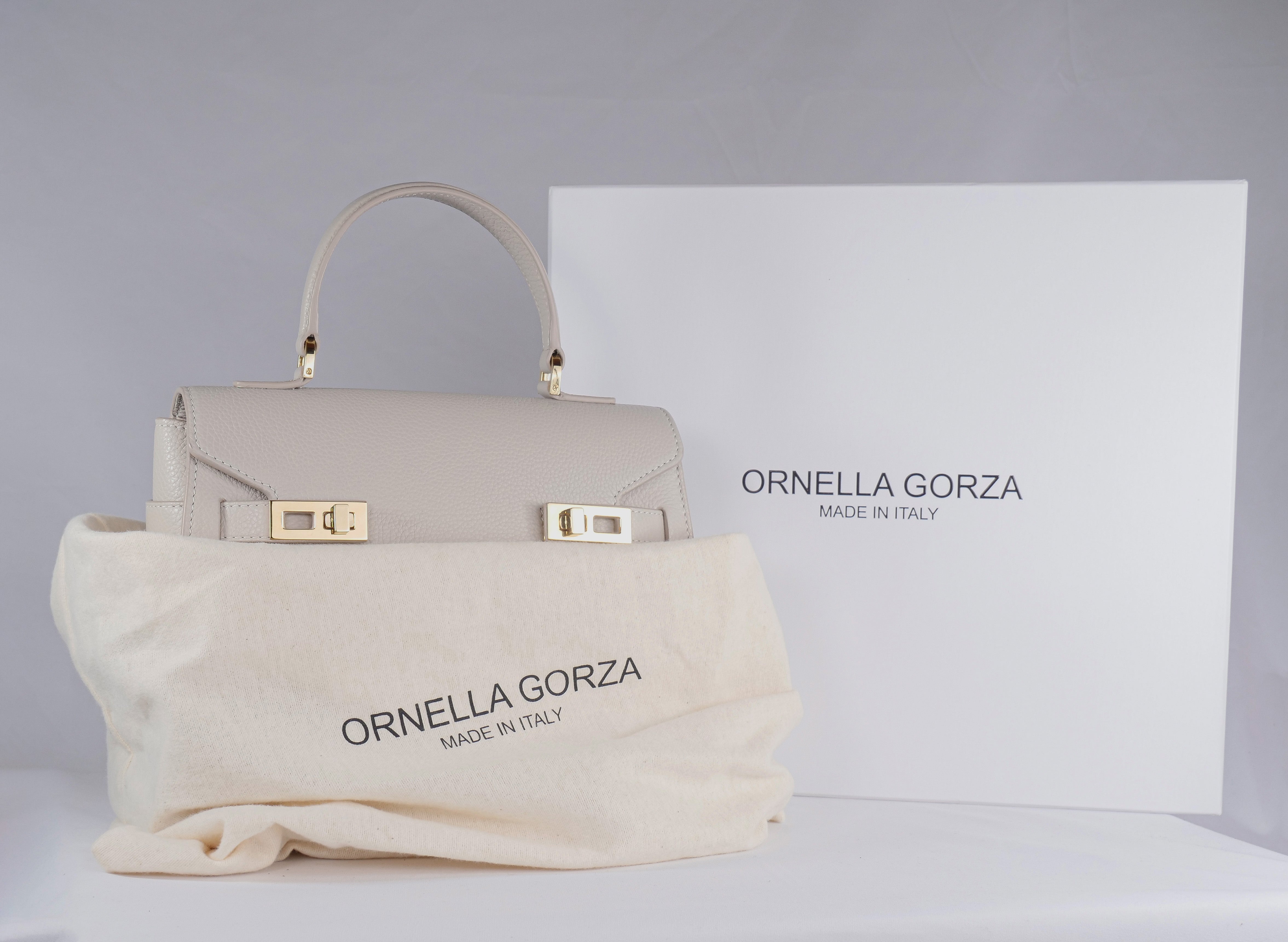 Beige Leather Bag with packaging
