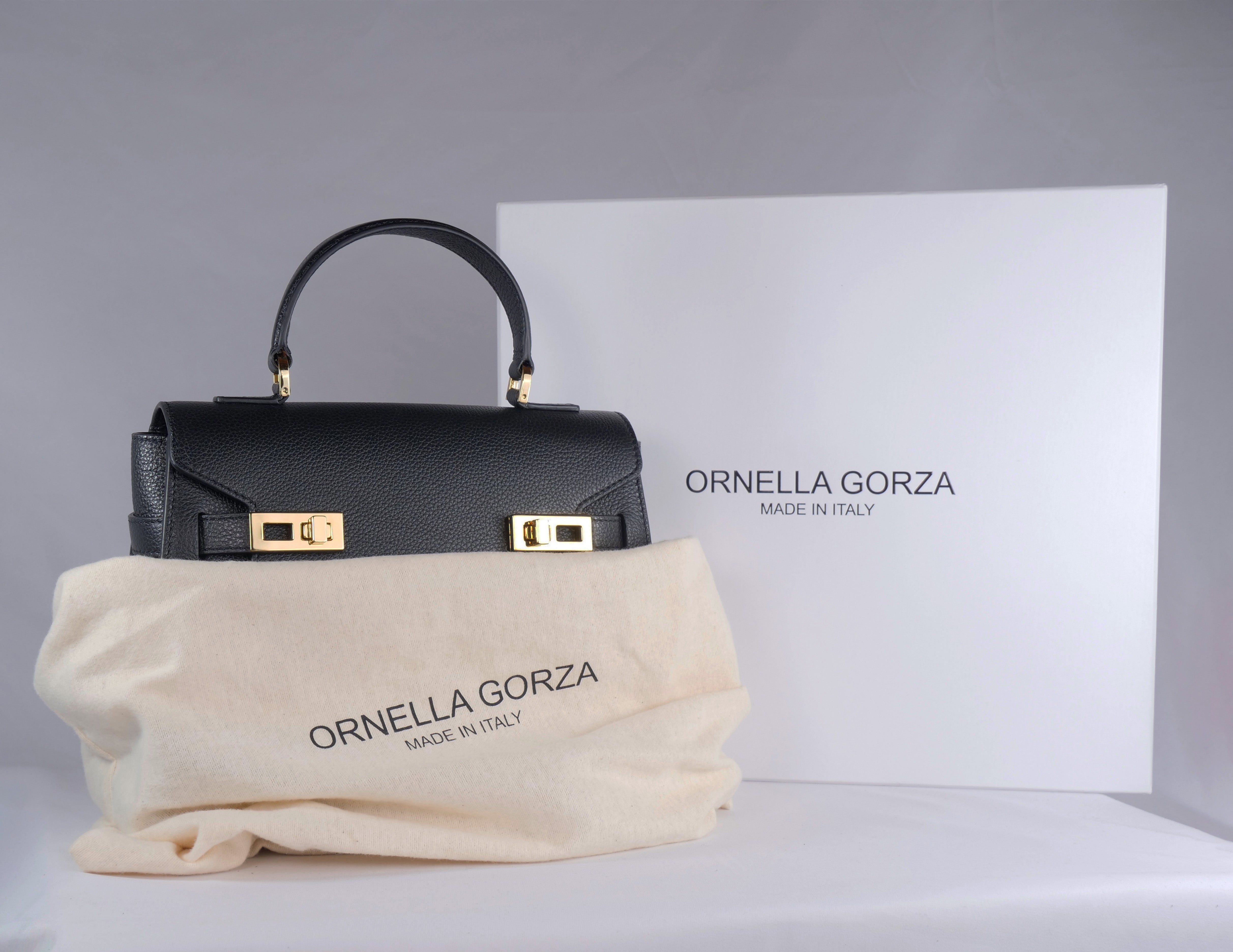 Black Leather Bag with Packaging