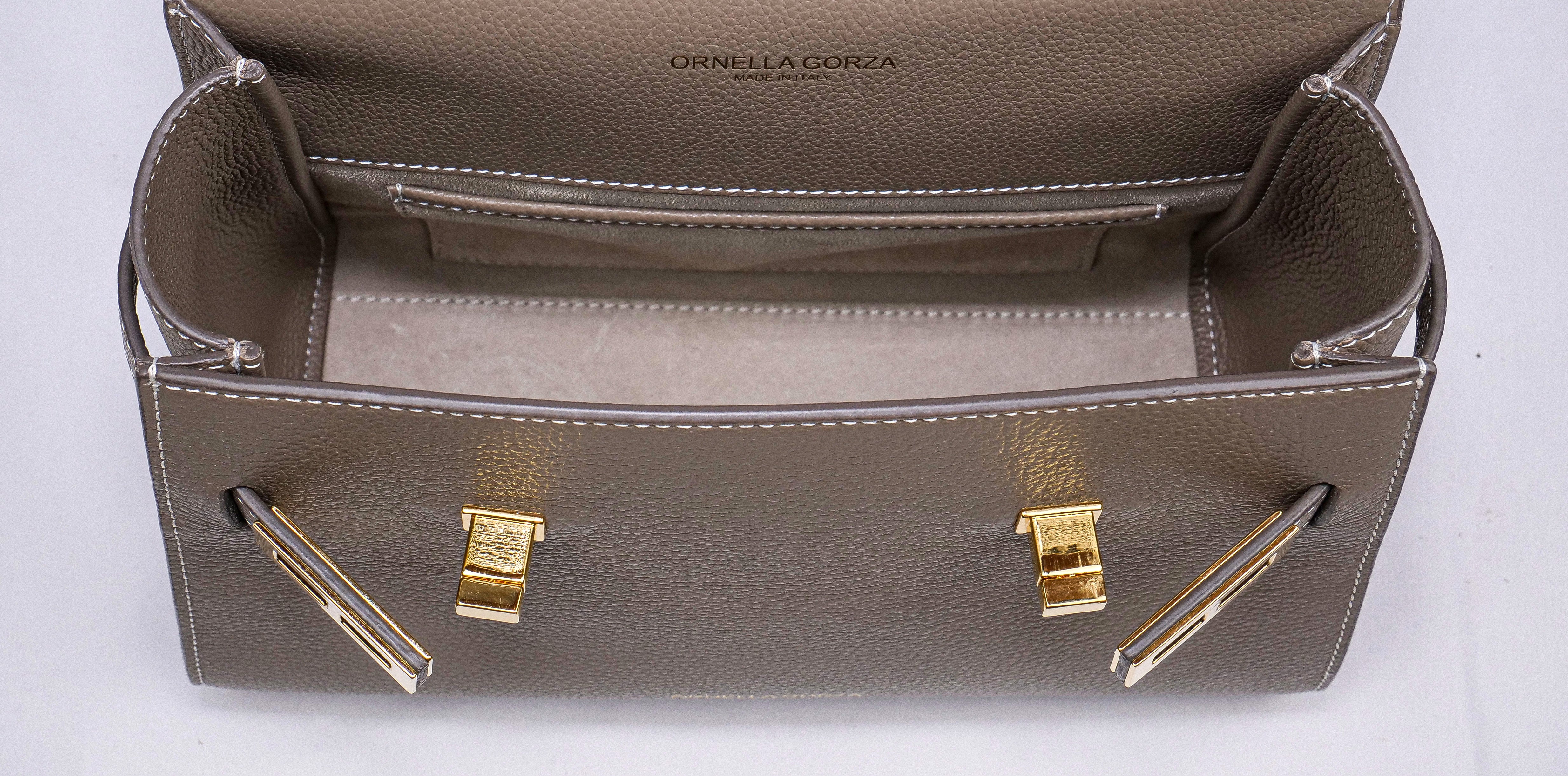 Grey Leather Bag inside
